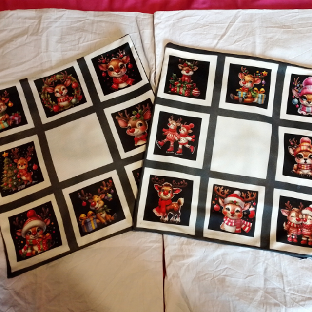 Handmade Personalised Cute Reindeer Cushion Cover - 40 x 40cm - 2 Festive Designs