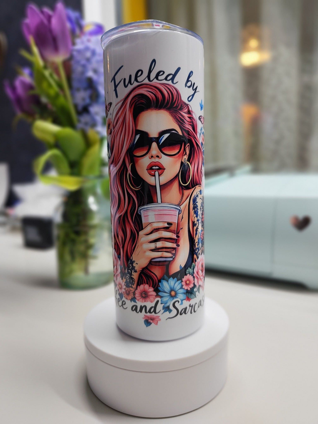 Fueled by Coffee &amp; Sarcasm - Personalised Tumbler