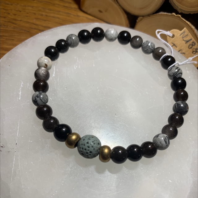 Jaspe gris et Obsidienne oeil céleste 