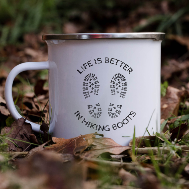 Life is Better in Hiking Boots Enamel Camping Mug