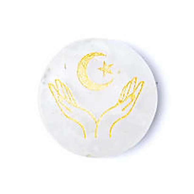 Disque minéral, Cristal de roche, lune et étoiles 