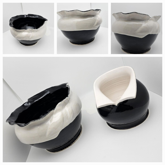 Grand vase smoking en grès 