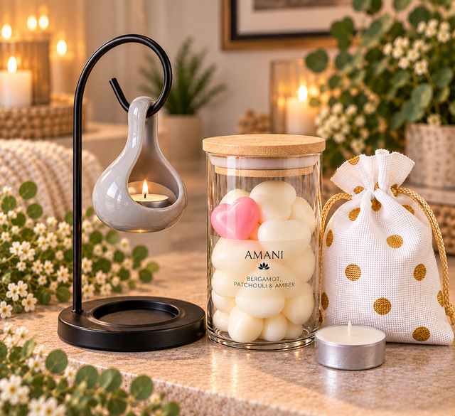 Teardrop Hanging Wax Burner in Grey - Luxury Gift Set 