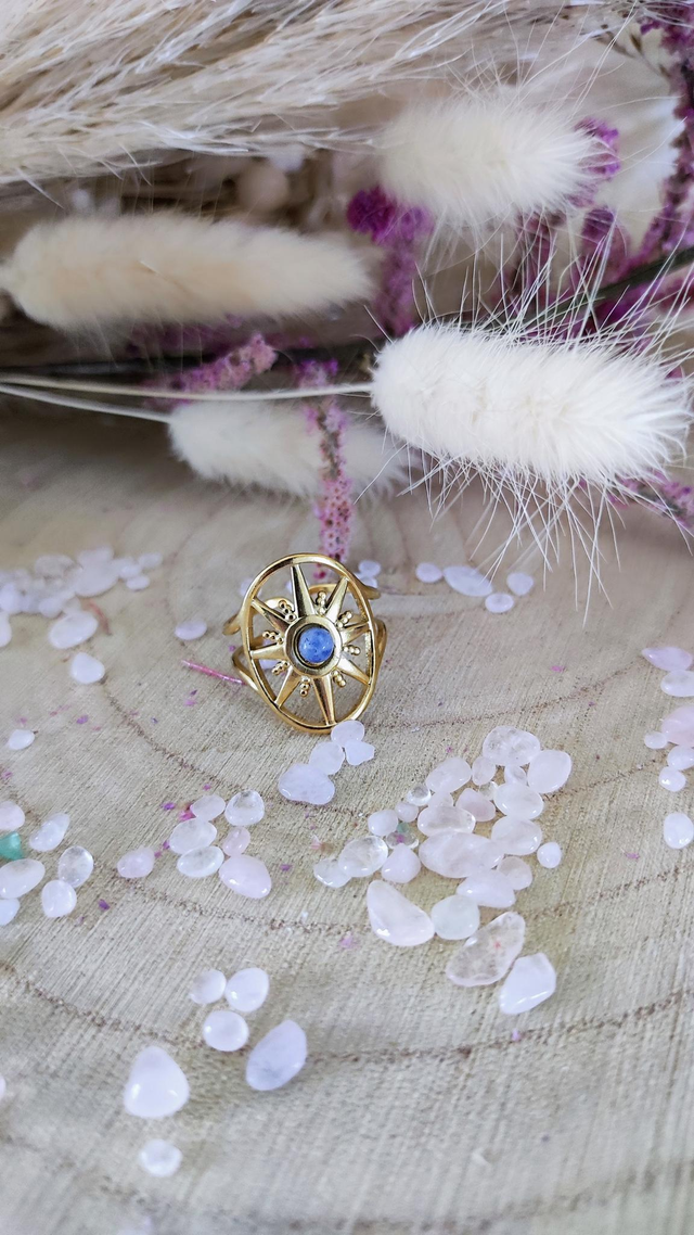 Bague Étoile Sodalite acier