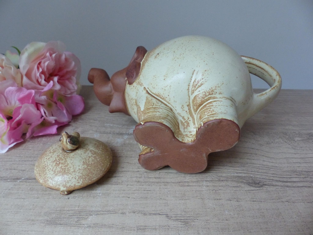 Théière Éléphant Zoomorphe en Grès – Fabriquée au Japon – Pièce Artisanale Vintage – Collection Animaux, Cadeau Original pour Amateur de Thé