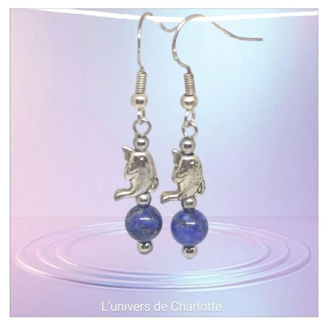 Boucles d&#039;oreilles &quot;Lapis-lazuli&quot; BO-062