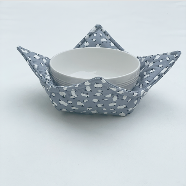 Sheep on grey “bowl Cozy”