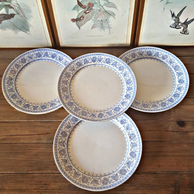 X Assiettes plates Sarreguemines U&amp;C terre de fer modèle Syra lot de 4
