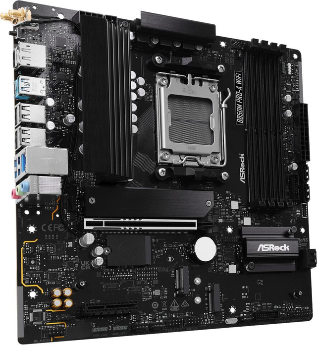 02.2.0132 – Scheda Madre ASRock B850M Pro‑A WiFi – Micro‑ATX professionale nera con WiFi 7 per Ryzen 7000/8000/9000
