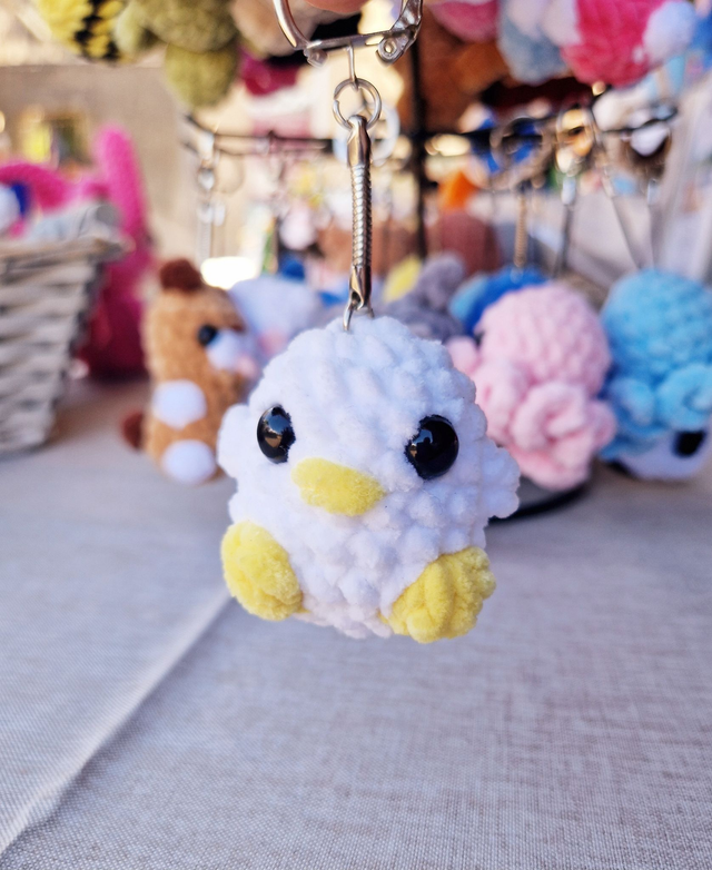 Porte Clés Petit Poussin Blanc