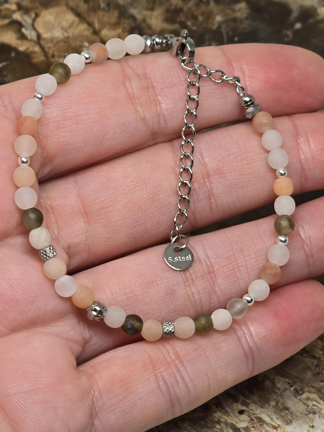 Bracelet Pierre de lune multicolore matte 0,4 cm