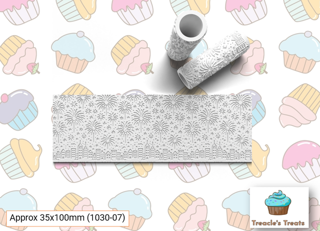 Happy New Year Fireworks Debossing Textured roller for fondant/cookies