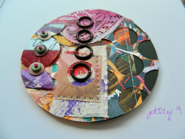 Square Paper + Stitch Collage - Pink/Orange/Black