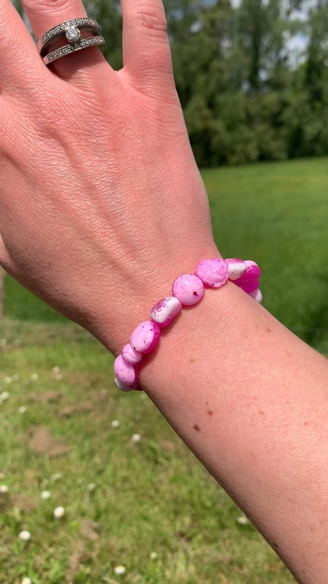 Bracelet Pierres - Rose blanc pailleté