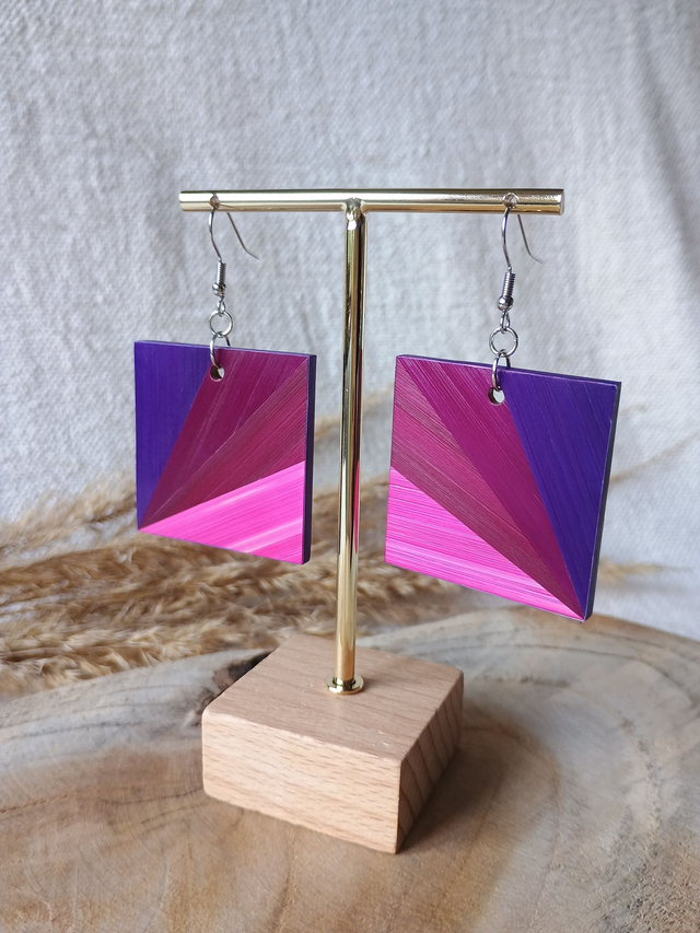 Boucles d'oreilles CARRÉ Éventail