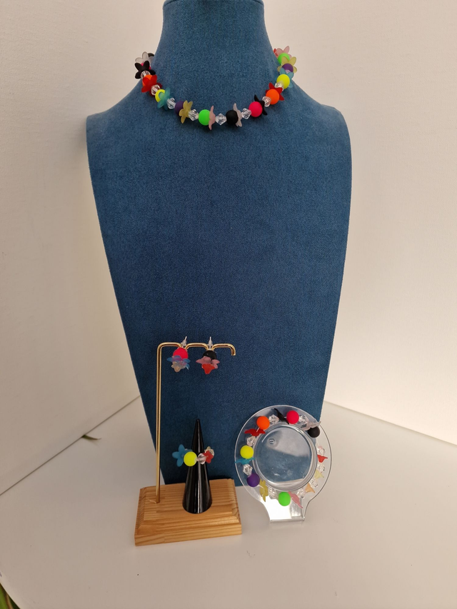 Parure Bijoux Petite Fille 4 Pieces Perles Fleurs Multicolore Flashy