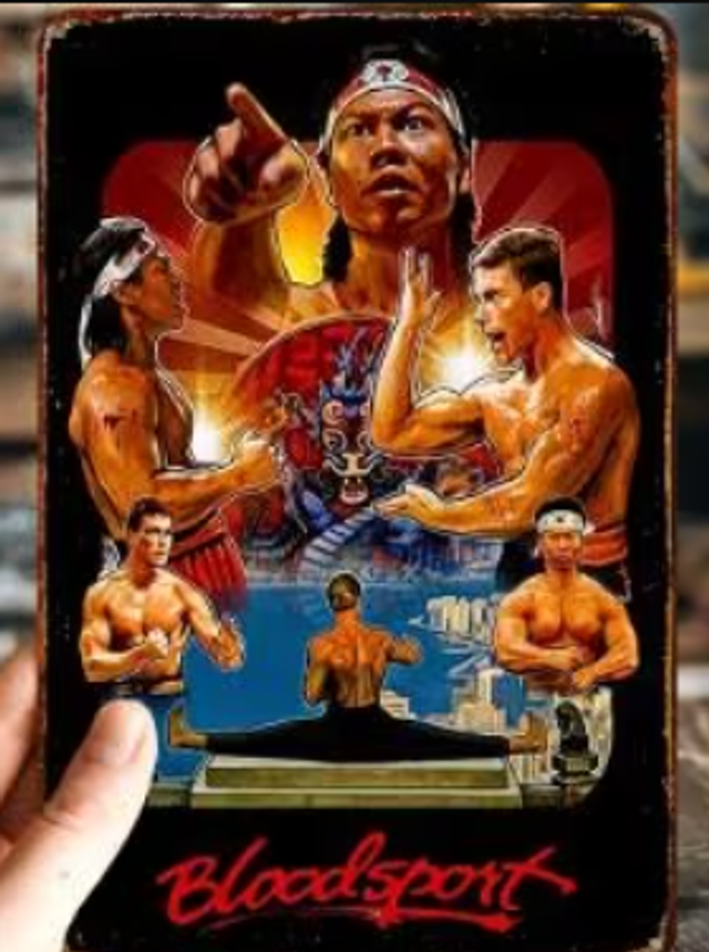 Vintage metalen bordje Bloodsport (30x20cm) Nieuw.