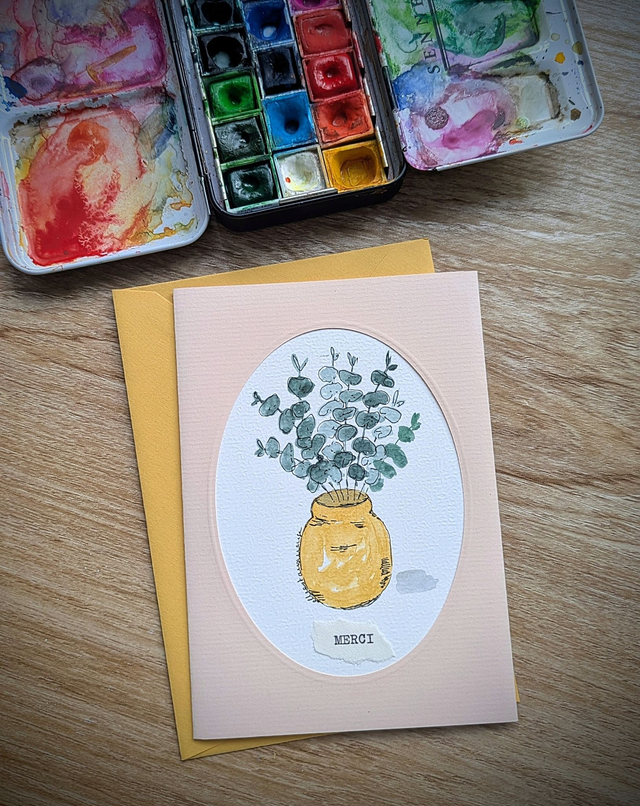 Carte pour dire MERCI - Illustration aquarelle originale