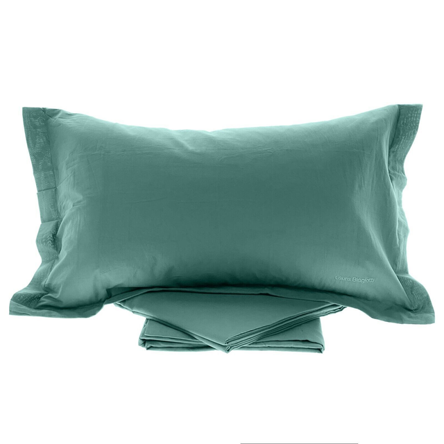Lenzuola Matrimoniali "Laura Biagiotti" Cotone Percalle ACQUAMARINA