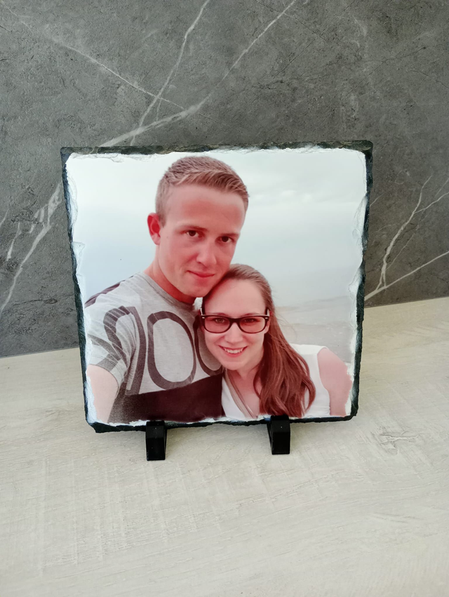 leisteen met foto (15x15cm) incl. 2 voetjes