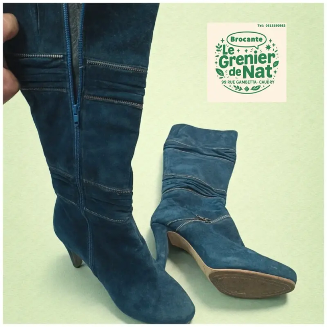 Bottes bleu talon haut taille 41, talon 10cm environ