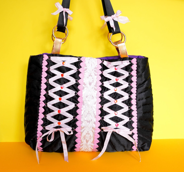 Black &amp; Pink Lace Tote Bag
