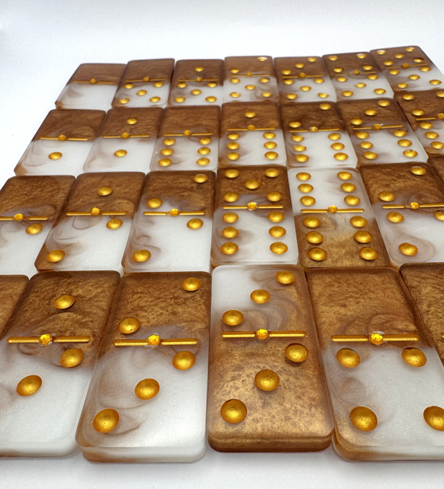 Resin Domino Set with Golden Accents