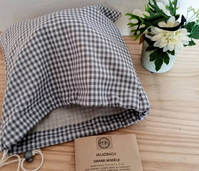 Saladbag sac à salades zéro déchet- tissu aléatoire ou aux choix