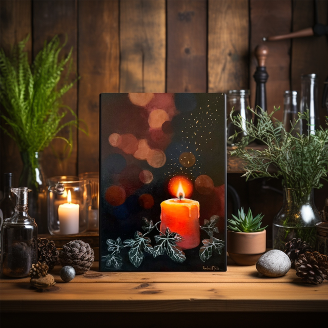 Original Painting Ivy Everlasting Candle
