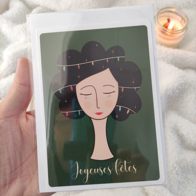 Joyeuses fêtes - Carte double avec enveloppe