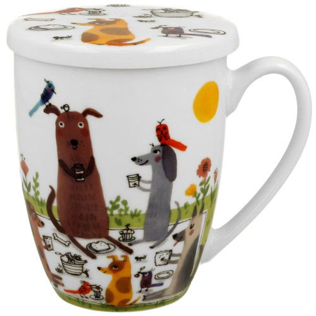 Taza picnic, porcelana 0,35 l. filtro y tapa, en caja de regalo. *883