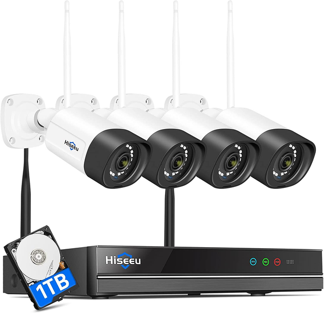 Kit de 4 x Caméras WiFi Extérieure 3MP (2304 * 1296) + Enregistreur 8 Canaux+ HDD 1 To 