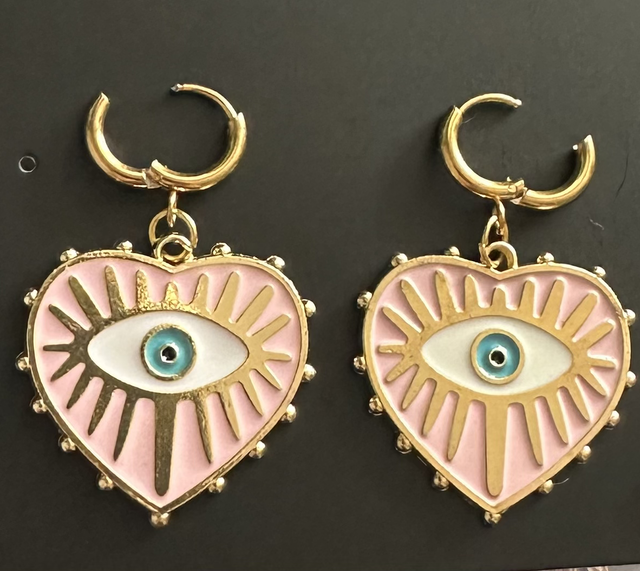 Pale Pink Evil Eye Earrings