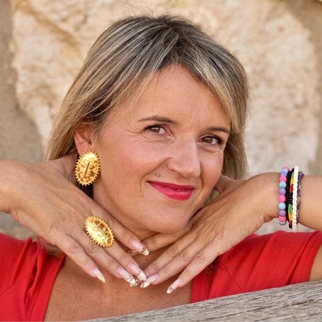 Boucles d'Oreilles &amp; Bague Dorée "Savane d'Or"" 