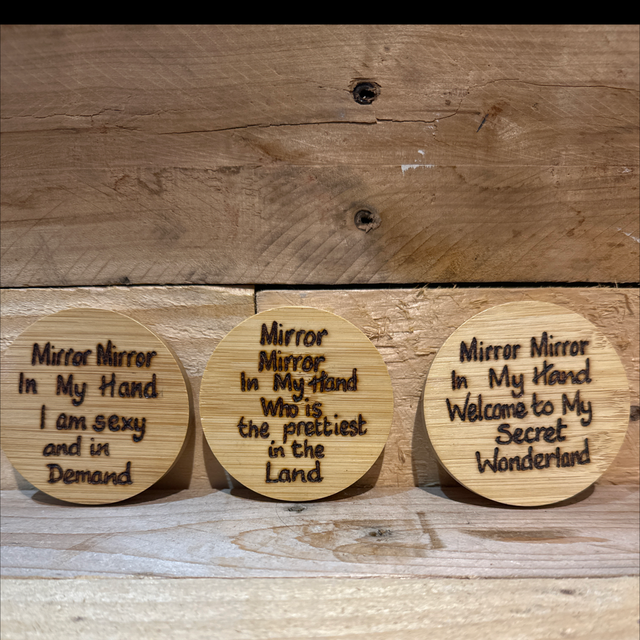 Pyrography Hand Held Compact Mirror 