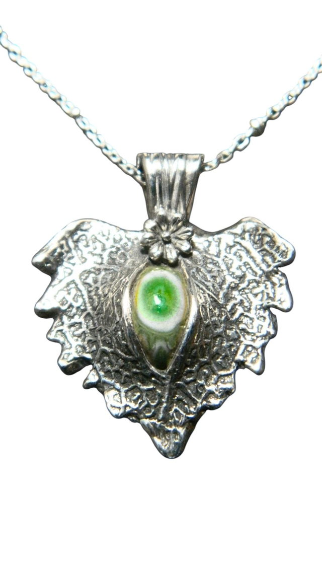 Silver leaf &amp; Murano glass envelope pendant