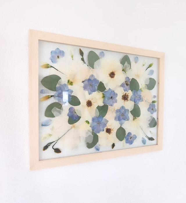 Herbier conservation de bouquet entre deux verres 