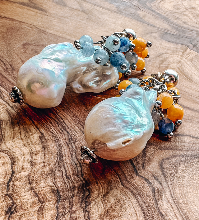 Barock Schönheit blau-gelb