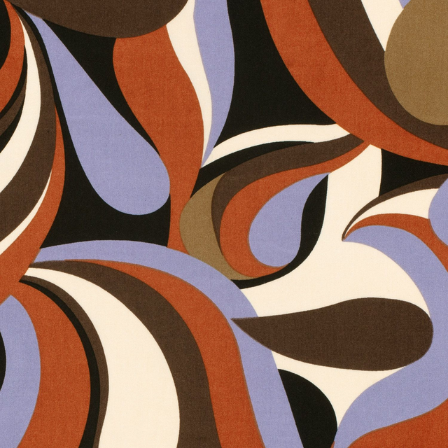 Popeline viscose brique abstrait