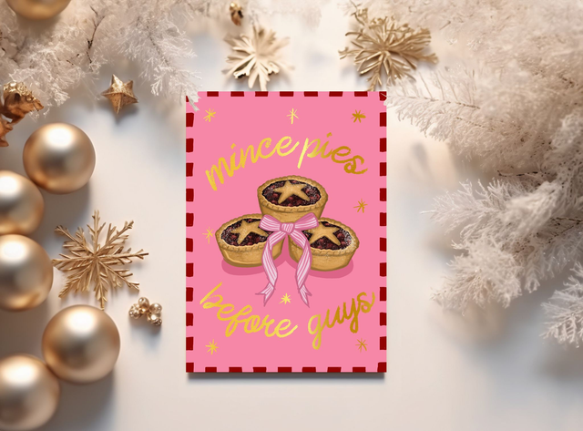 Mince Pies Before Guys Gold Foil Christmas Card