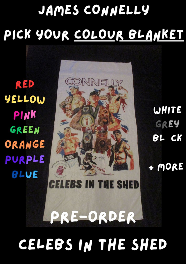 James 'The Truth' Connelly Bare Knuckle Boxer Picture Blanket (Black Logo)(75cm x 150cm) PRE-ORDER 