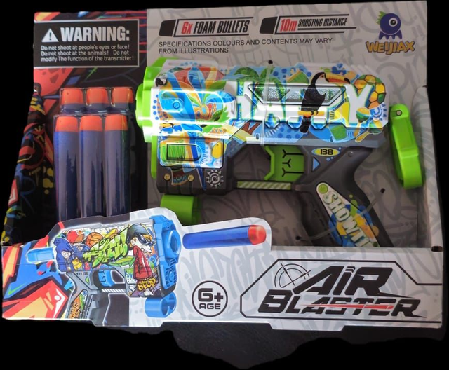 PISTOLET AIR BLASTER PETIT 6 BALLES EN MOUSE