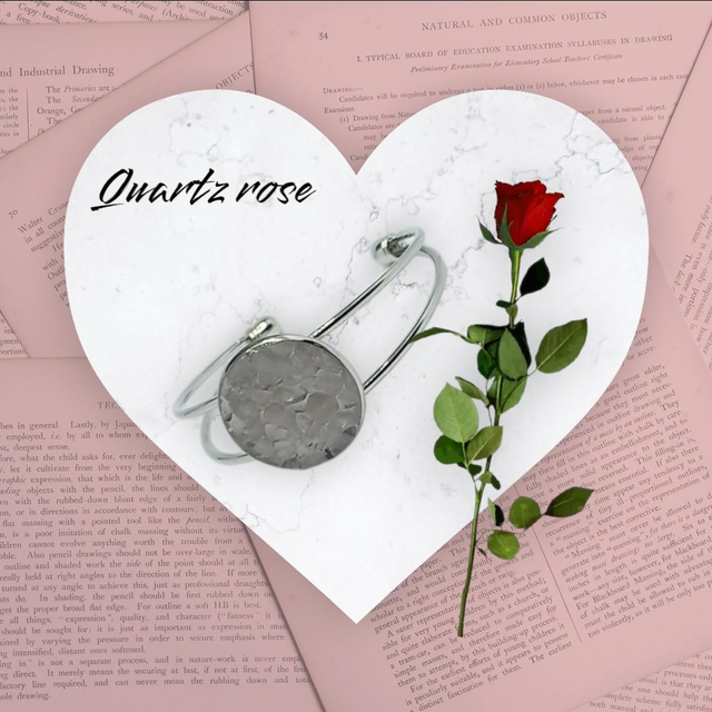 Bracelet cabochon Quartz rose