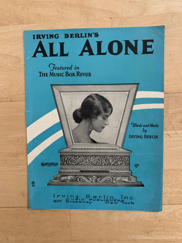 All Alone Irving Berlin Vintage Sheet Music Music Box Revue