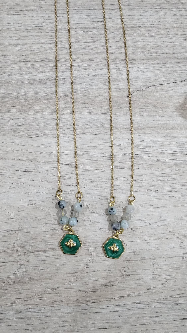 Collier alignement - labradorite / jaspe kiwi