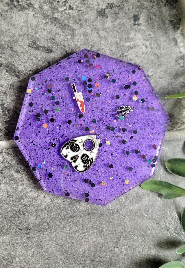 Coaster - Knife, Ouija Planchette, Skeleton, Horror Inspired Purple Coaster 