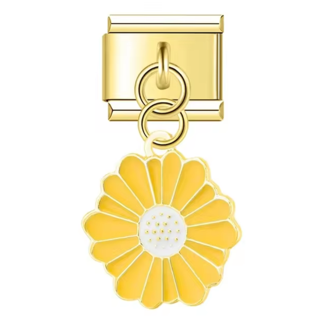 Charm Flor Amarilla Colgante Dorado
