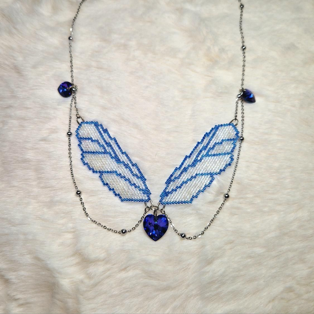 Collier ailes de fée bleue 