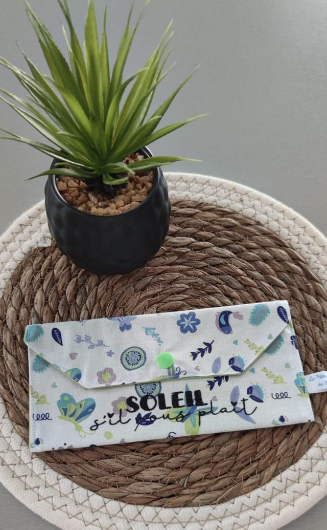 Étui à lunettes fleur bleue 