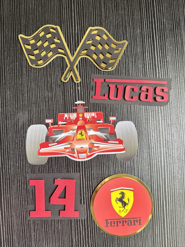 Personalised Ferrari racing formula 1 Cake topper